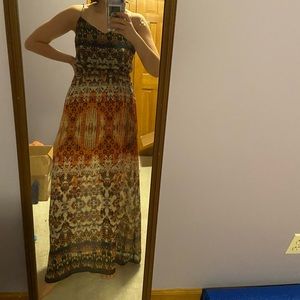 Chiffon Printed V-Neck Maxi Dress